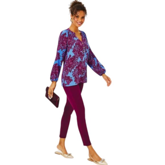 NWT Lilly Pulitzer Elsa Silk Top Abaco Blue Feel Like a Shellebrity Size XL - Picture 3 of 8